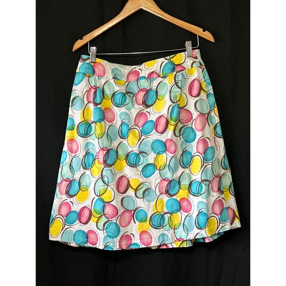 S.L.B Pleated A-Line Skirt 12 Pink Blue Yellow Polka Dots Casual Fun Kidcore - Picture 3 of 8